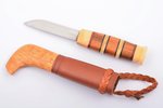 knife, made by "HH" Heino Hoffmann, Mora blade, handle: horn and acacia, Germany, Sweden, total leng...