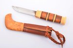 knife, made by "HH" Heino Hoffmann, Mora blade, handle: horn and acacia, Germany, Sweden, total leng...