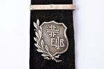 watch fob, ELIB, society, silver, leather, 875 standard, Latvia, 20-30ies of 20th cent., total lengt...