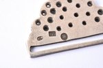 watch fob, ELIB, society, silver, leather, 875 standard, Latvia, 20-30ies of 20th cent., total lengt...