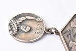 watch fob, LSB, Latvia Sports Society, pendant - miniature medal of the society, silver, 875 standar...