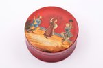 case, lacquer miniature, "Dance" (Пляска), O.F. Vishnyakov workshop, papier mache, Russia, the borde...