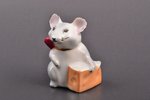 figurine, Mouse with a piece of cheese, porcelain, Riga (Latvia), USSR, Riga porcelain factory, mold...