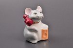 figurine, Mouse with a piece of cheese, porcelain, Riga (Latvia), USSR, Riga porcelain factory, mold...