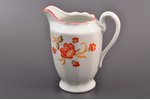 cream jug, Floral motif, porcelain, M.S. Kuznetsov manufactory, Riga (Latvia), 1937-1940, h 14.5 cm,...