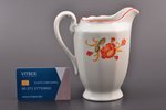 cream jug, Floral motif, porcelain, M.S. Kuznetsov manufactory, Riga (Latvia), 1937-1940, h 14.5 cm,...