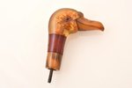 walking stick or umbrella handle, Duck's head, amber, h 9.5 cm, weight 100.6 g, small chips in sever...
