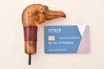 walking stick or umbrella handle, Duck's head, amber, h 9.5 cm, weight 100.6 g, small chips in sever...