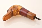 walking stick or umbrella handle, Duck's head, amber, h 9.5 cm, weight 100.6 g, small chips in sever...
