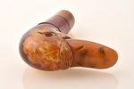 walking stick or umbrella handle, Duck's head, amber, h 9.5 cm, weight 100.6 g, small chips in sever...