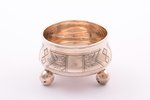 saltcellar, silver, 84 standard, 22.5 g, engraving, h 3 / Ø 4.6 cm, 1888, Moscow, Russia...
