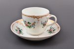 tea pair, Mefodiy Dunashov's factory in Turygino "Ф.М. Анашова" (private factory), porcelain, hand-p...