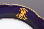 plate, cobalt, porcelain, M.S. Kuznetsov manufactory, Russia, the border of the 19th and the 20th ce...
