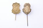 set of 2 badges, Song festival in Riga (60th anniversary) and Ugāle song day, Latvia, 1933 - 1938, 2...