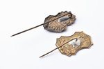 set of 2 badges, Song festival in Riga (60th anniversary) and Ugāle song day, Latvia, 1933 - 1938, 2...