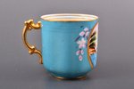 tea pair, porcelain, M.S. Kuznetsov manufactory, hand-painted, Russia, 1864-1889, Ø (saucer) 14 cm,...