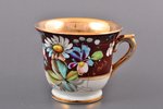 tea pair, porcelain, M.S. Kuznetsov manufactory, hand-painted, Russia, 1891-1917, h (cup) 7 cm, Ø (s...