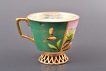 tea pair, DEFECTS, porcelain, M.S. Kuznetsov manufactory, hand-painted, Russia, 1891-1917, h (cup) 7...