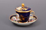 hot chocolate cup with saucer, porcelain, Gardner porcelain factory in Moscow, Russia, the middle of...