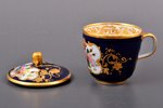 hot chocolate cup with saucer, porcelain, Gardner porcelain factory in Moscow, Russia, the middle of...