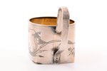 tea glass-holder, silver, Art Nouveau, 84 standard, 150.45 g, engraving, h (with handle) 8.9 cm, Ø (...