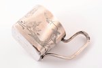 tea glass-holder, silver, Art Nouveau, 84 standard, 150.45 g, engraving, h (with handle) 8.9 cm, Ø (...