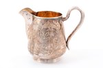 cream jug, silver, Art Nouveau, 84 standard, 222.10 g, engraving, gilding, h (with handle) 11.5 cm,...