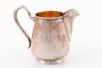cream jug, silver, Art Nouveau, 84 standard, 222.10 g, engraving, gilding, h (with handle) 11.5 cm,...