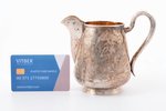 cream jug, silver, Art Nouveau, 84 standard, 222.10 g, engraving, gilding, h (with handle) 11.5 cm,...