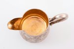 cream jug, silver, Art Nouveau, 84 standard, 222.10 g, engraving, gilding, h (with handle) 11.5 cm,...
