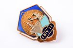 badge, ГПТУ 22, vocational school, bronze, Latvia, USSR, 28.8 x 22.3 mm...