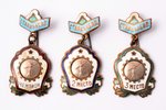set of 3 badges, Stalinabad (Dushanbe) Championship of the Tajik SSR in gymnastics: 2nd / 3rd place...