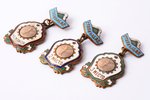 set of 3 badges, Stalinabad (Dushanbe) Championship of the Tajik SSR in gymnastics: 2nd / 3rd place...