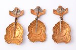 set of 3 badges, Stalinabad (Dushanbe) Championship of the Tajik SSR in gymnastics: 2nd / 3rd place...