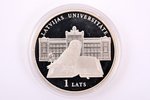 1 lat, 2009, University of Latvia, silver, 925 standard, Latvia, 31.47 g, Ø 38.61 mm, Proof...