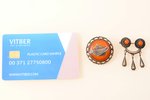a set, 2 brooches-saktas, silver, amber, 875 standard, the item's dimensions Ø 3.25 / 2.9 x 3.7 cm,...