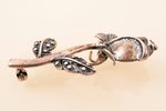 a brooch, silver, 925 standard, 7.7 g., the item's dimensions 4.95 x 2.5 cm, the 90ies of 20th cent....