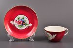 tea pair, porcelain, Gardner porcelain factory, hand-painted, Russia, the border of the 19th and the...