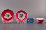 coffee trio, porcelain, Gardner porcelain factory, hand-painted, Russia, the border of the 19th and...