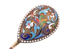 spoon, silver, 88 standard, 26.20 g, cloisonne enamel, 14.6 cm, 1896-1907, St. Petersburg, Russia, i...