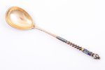 spoon, silver, 88 standard, 26.20 g, cloisonne enamel, 14.6 cm, 1896-1907, St. Petersburg, Russia, i...