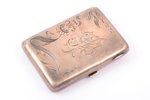 cigarette case, silver, Art-Nouveau, 84 standard, 102.9 g, engraving, gilding, 9.1 x 6.4 x 1.75 cm,...