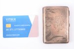 cigarette case, silver, Art-Nouveau, 84 standard, 102.9 g, engraving, gilding, 9.1 x 6.4 x 1.75 cm,...