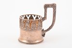 tea glass-holder, silver, 84 standard, 207.6 g, h (with handle) 12 cm, Ø (inside) 6.9 cm, Twenty-nin...