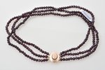 a necklace, gold, 585 standard, 50.34 g., garnet, necklace length 37.5 cm...