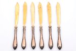 set of 6 dessert knives, silver, 84 standard, total weight of items 207.15 g, 17.8 cm, Wladyslav Hem...