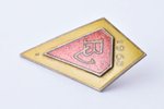 school badge, BV (secondary school), Latvia, USSR, 1963, 34 x 19.5 mm...
