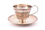 tea pair, silver, 84 standard, total weight of items 181.45 g, engraving, h (cup with handle) 7.5 cm...