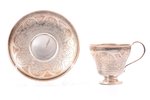 tea pair, silver, 84 standard, total weight of items 181.45 g, engraving, h (cup with handle) 7.5 cm...