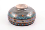 saltcellar (large size), silver, 91 standard, 163.05 g, enamel, Ø 8.9 x h 4.8 cm, 1870, Moscow, Russ...